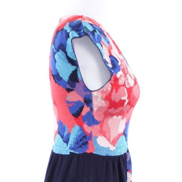 Navy blue red floral LEIFSDOTTIR sheath dress PS - Picture 6 of 8